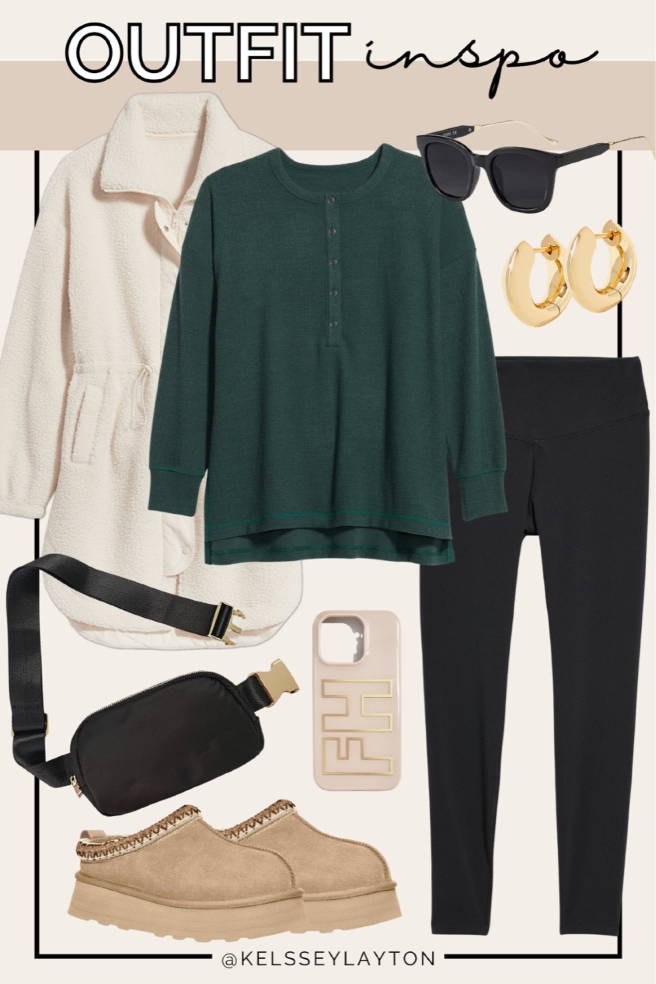 Outfit idea, old navy sale, athleisure outfit, mom style, black leggings, Henley top, belt bag, ugg lookalikes from Amazon 

#LTKsalealert #LTKfindsunder50 #LTKSeasonal