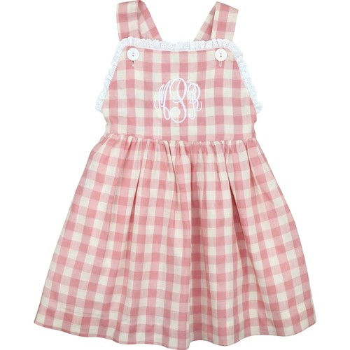 Pink Check Linen Eyelet Sun Dress | Cecil and Lou
