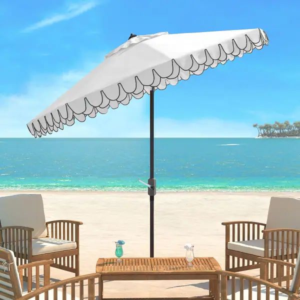 SAFAVIEH Elegant White/ Black Valance 9-foot Umbrella | Bed Bath & Beyond