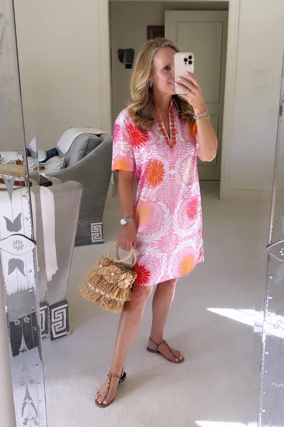 The most chic shirt dress from Sheridan French. Perfect as a cover-up to go from Beach to dinner. Love the Sequin details. I’m 5‘2“ tall for length reference. Available in so many darling colors! Perfect for spring break at the beach or any spring or summer day!fits tts

#LTKSeasonal #LTKStyleTip #LTKOver40