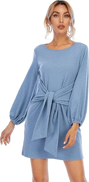 R.Vivimos Women's Autumn Winter Cotton Long Sleeves Elegant Knitted Bodycon Tie Waist Sweater Pen... | Amazon (US)