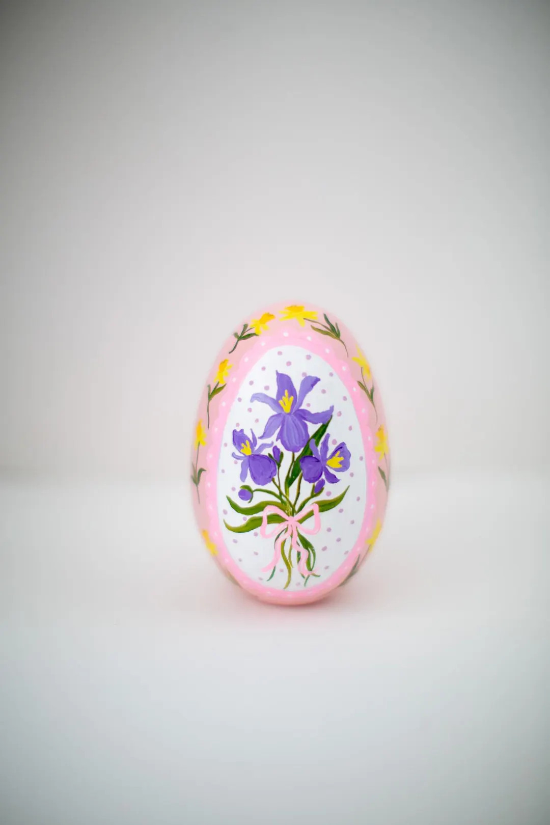 Heirloom Wooden Easter Eggs - Iris Flowers With Daffodil Wreath on Pink - 5" Larger Size - Etsy | Etsy (US)