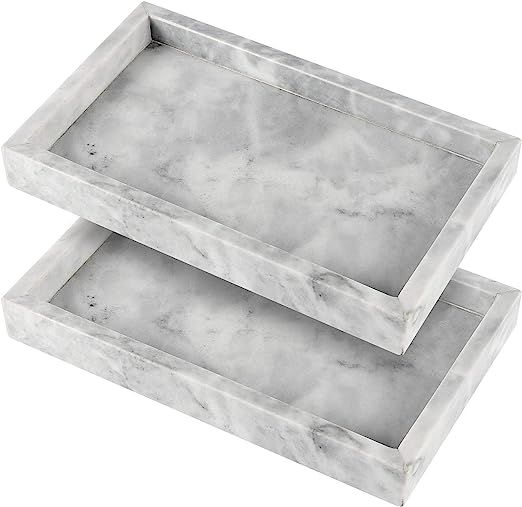 ZEONHAK 2 Pack 6 x 10 Inches Natural Marble Tray, Decorative Rectangle Marble Tray, Marble Servin... | Amazon (US)