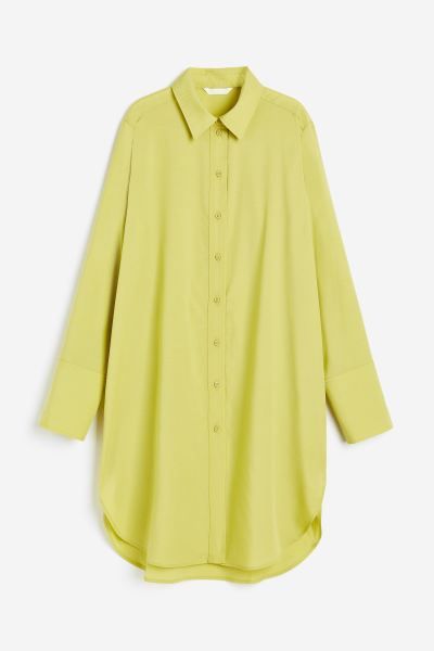 Lyocell-blend Shirt Dress - Yellow-green - Ladies | H&M US | H&M (US + CA)