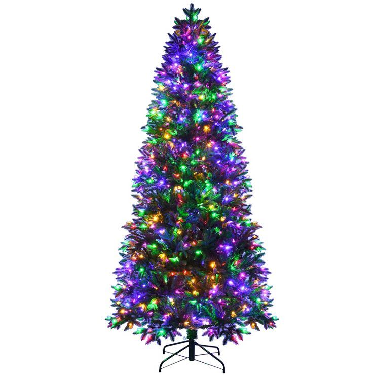 Costway 8ft Pre-lit Hinged Christmas Tree w/ 600 LED Lights & 9 Dynamic Effects | Target