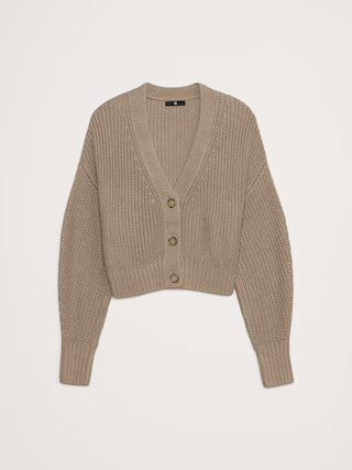 Oversized Cropped Cotton Cardigan | Banana Republic (US)