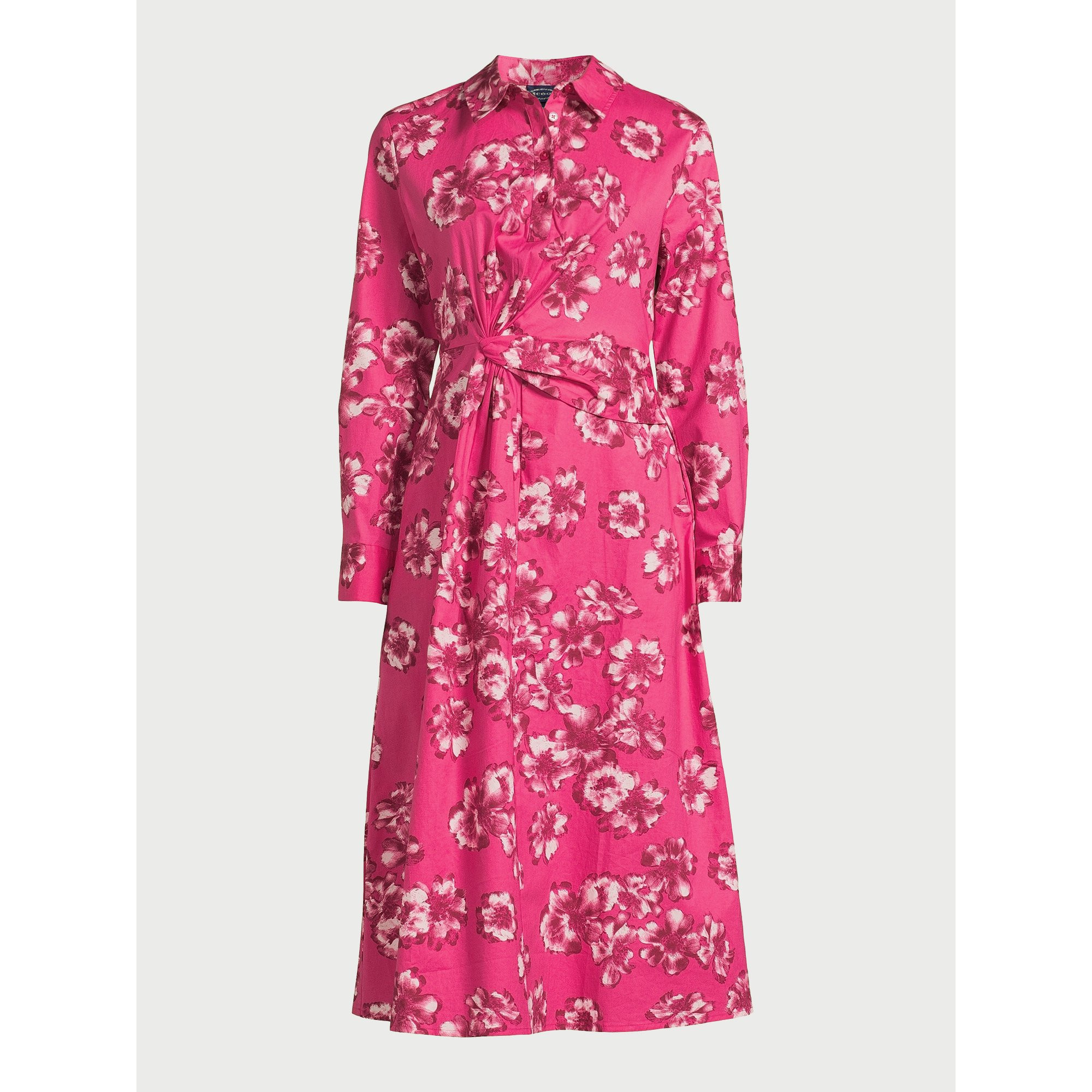 Scoop Women's Side Knot Poplin Midi Shirtdress, Sizes XS-XXL | Walmart (US)
