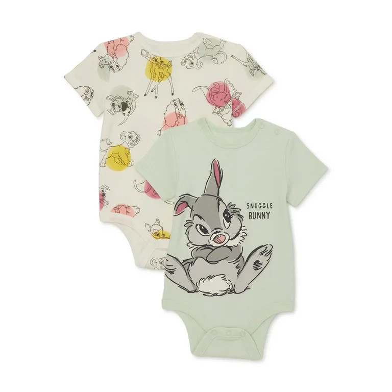 Disney Classics Baby Bodysuits with Short Sleeves, 2-Pack, Sizes 0/3M-24M | Walmart (US)