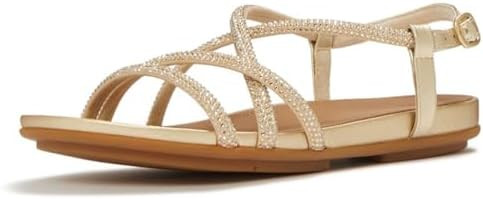 FitFlop Women's Gracie Crystal Back-Strap Sandals - Lightweight Leather Strappy Flats w/Dynamicus... | Amazon (US)