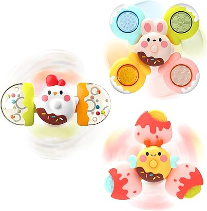 3 PCS DIY Stackable Suction Cup Spinner Toys Baby Toys 12-18 Months Sensory Toys for Toddlers 1-3... | Amazon (US)