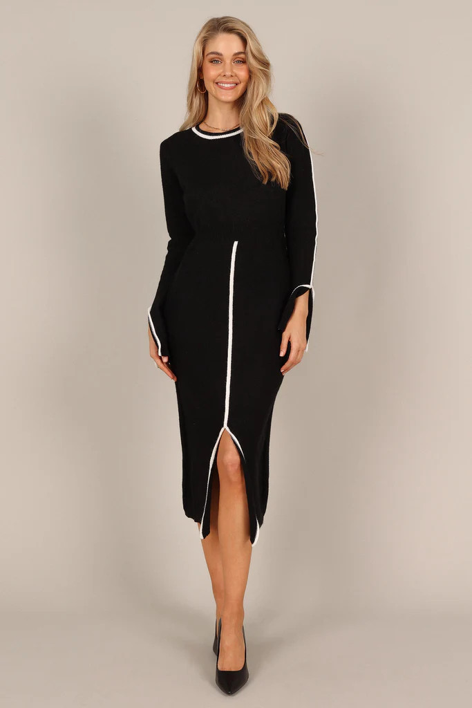 Vinnie Long Sleeve Midi Dress - Black | Petal & Pup (US)
