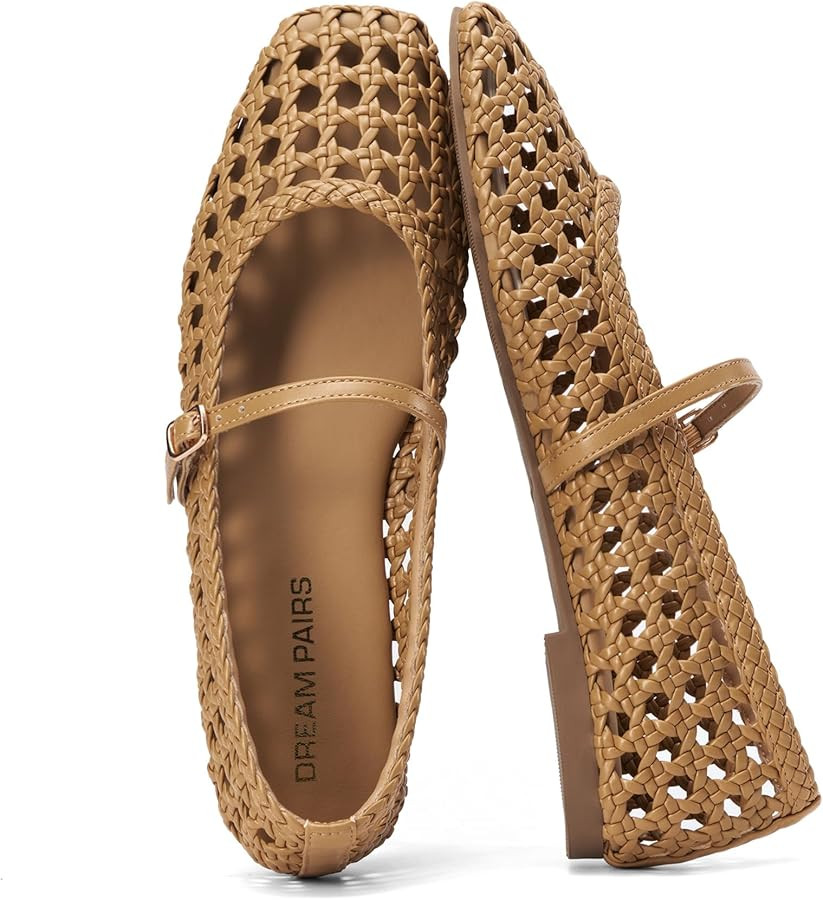 DREAM PAIRS Woven Ballet Mary Jane Flats for Women Dressy Comfortable Square Toe Ballerina Flats ... | Amazon (US)