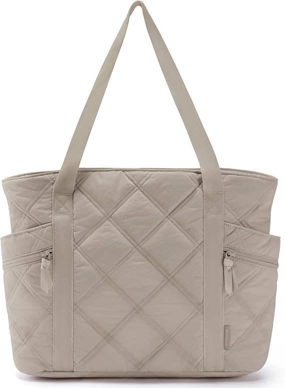 BAGSMART Tote Bag for Women, Puffer Tote Bag with Zipper, Travel Essentials Quilted Nurse Bag Car... | Amazon (US)