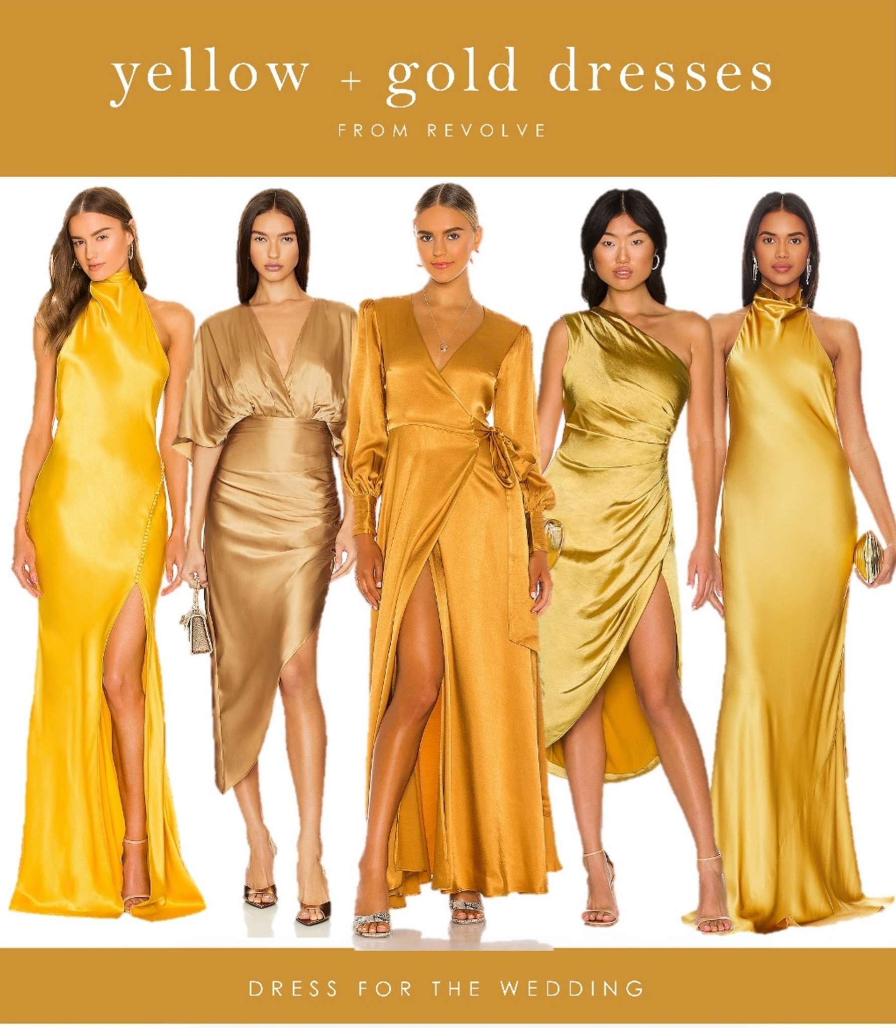 Black and Yellow Wedding Bridesmaids Dresses