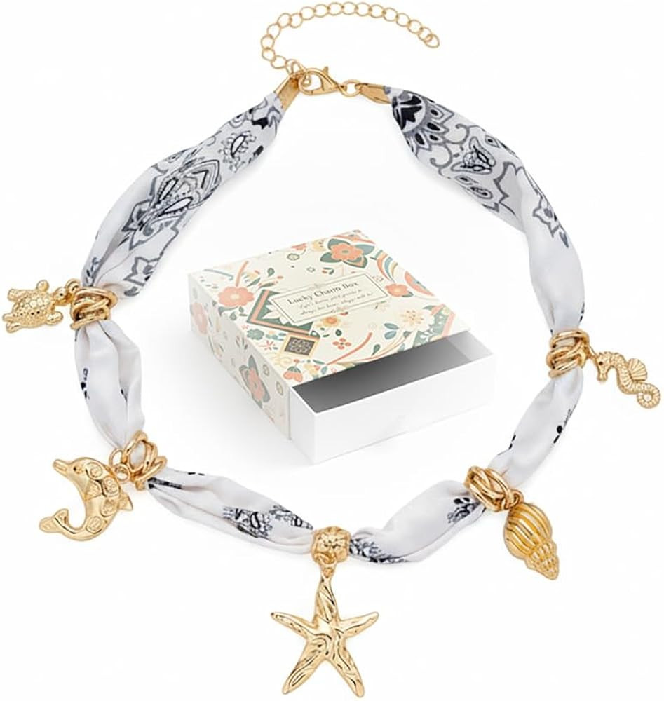 GLUBU shell necklaces,Scarf necklace,Strawberry Heart-shaped starfish pendant bandana necklaces,b... | Amazon (US)