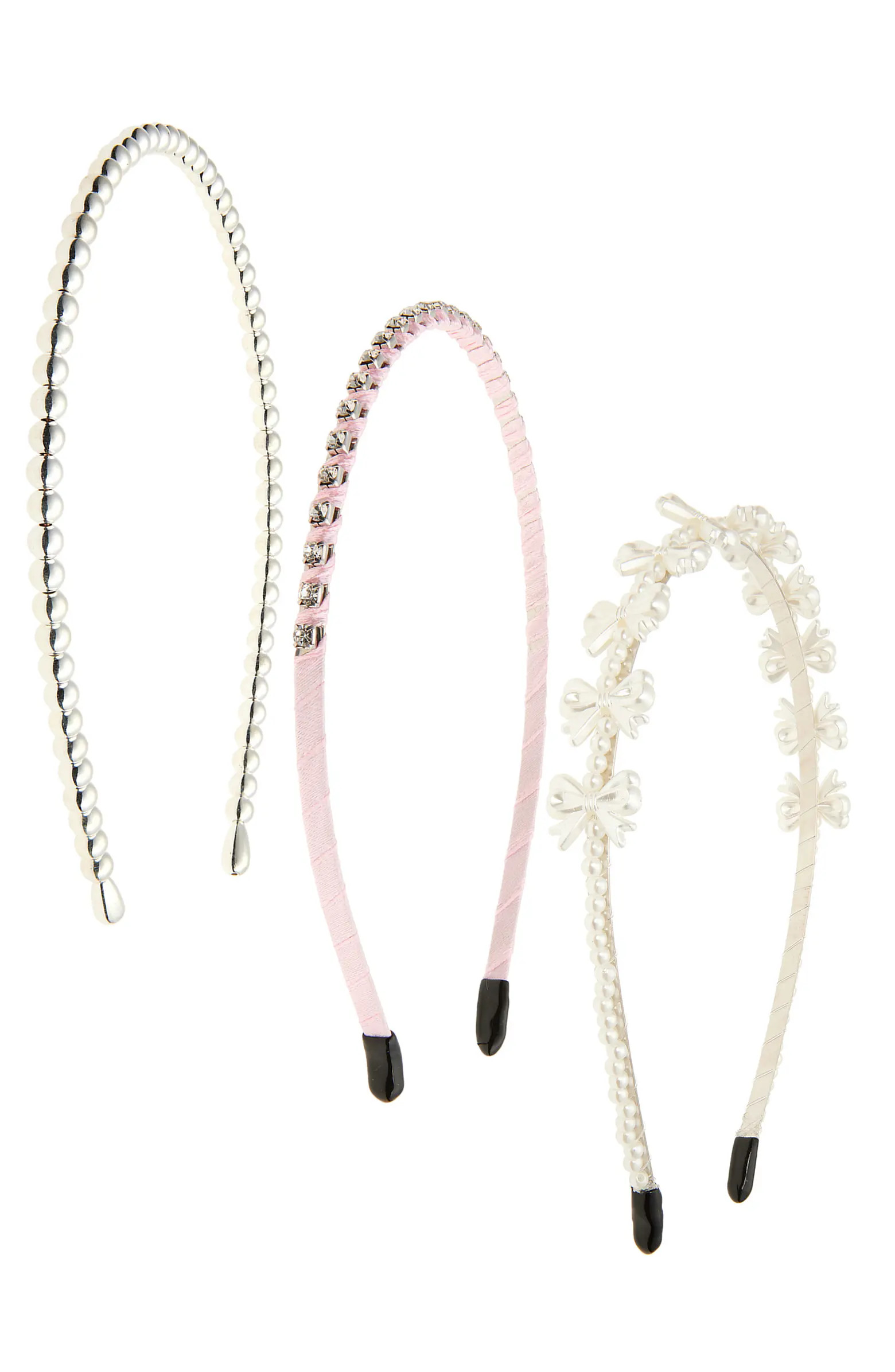 Kids' Assorted 3-Piece Faux Pearl Bow Headband Set | Nordstrom
