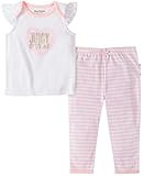 Juicy Couture Girls' 2 Pieces Pants Set, White/Baby Pink, 3-6 Months | Amazon (US)