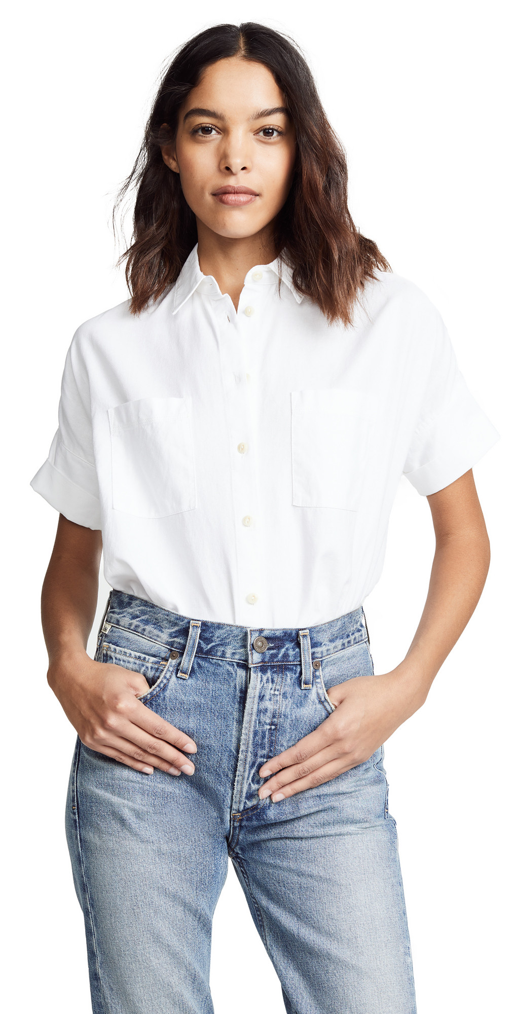 Madewell White Cotton Courier Shirt | Shopbop