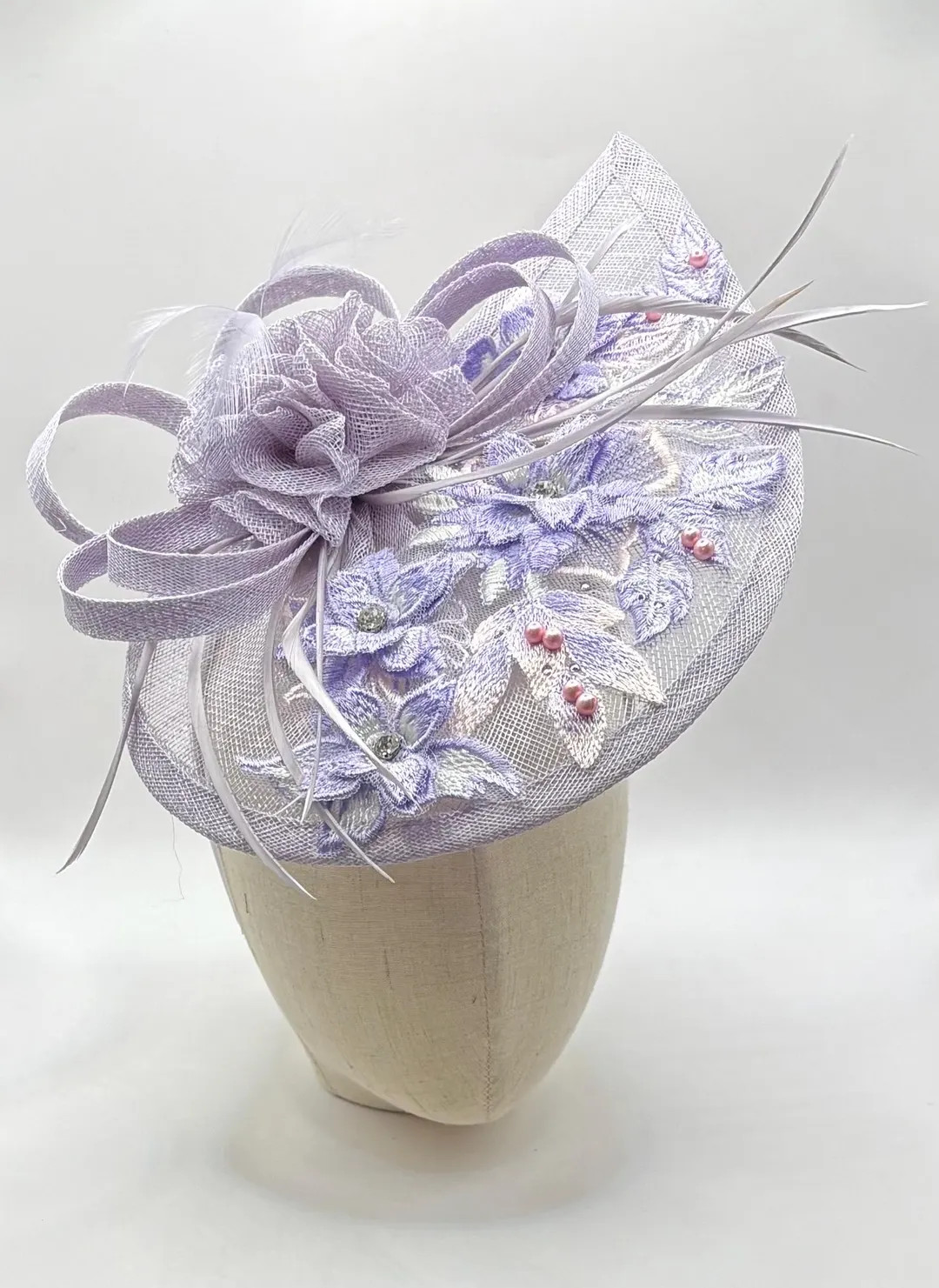 Lilac Lavender Fascinator Hat: Lilac with Pink Embroider Wedding Fascinator Derby Ascot Race Day ... | Etsy (Global)