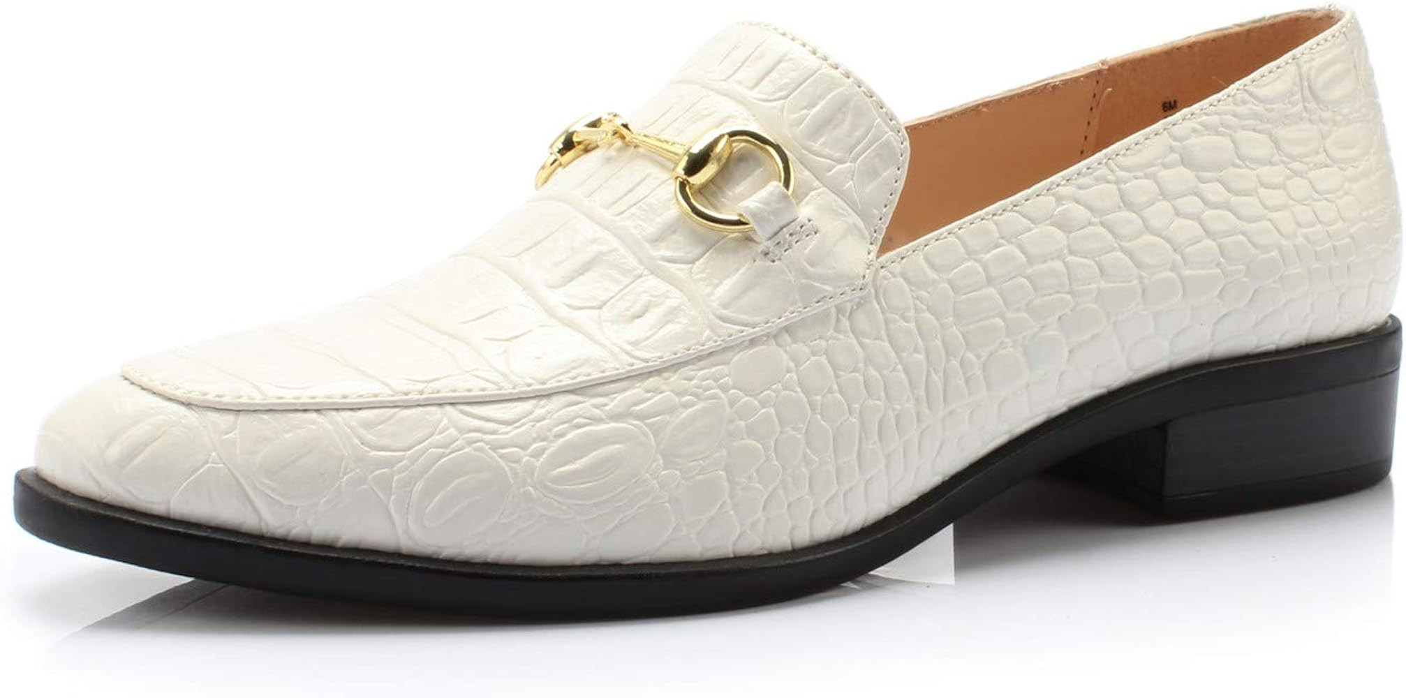 Women's Brandon Chain Decorated Penny Loafers Low Heels Almond Toe Casual Daily Shoe | Amazon (US)