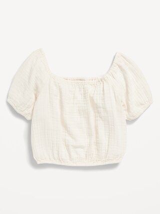 Double-Weave Cropped Puff-Sleeve Top for Girls | Old Navy (US)