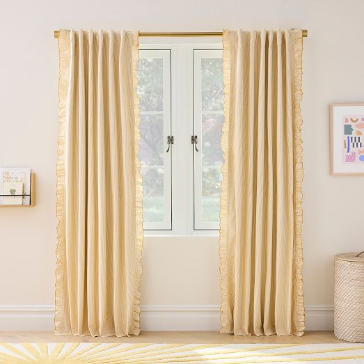 Pinstripe Ruffle Blackout Curtain | West Elm (US)