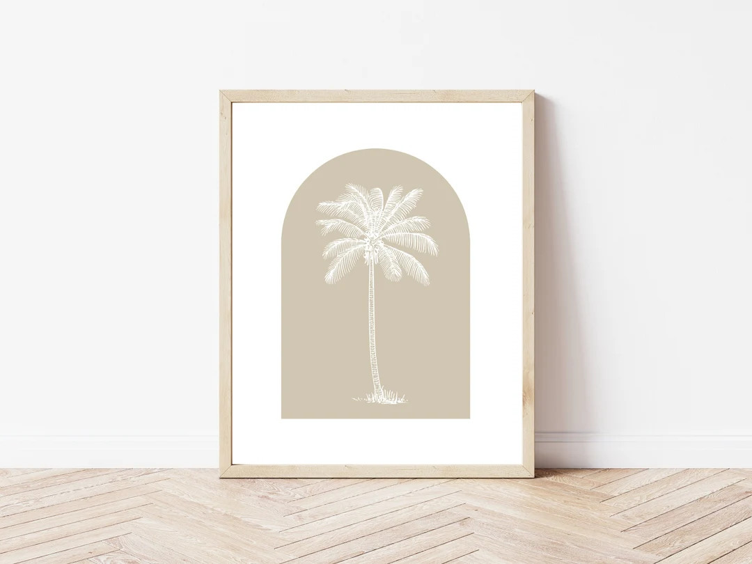 Palm Tree Printable, Arch Printable, Greige Artwork, Botanical Print, Coastal Print, Coastal Wall... | Etsy (US)