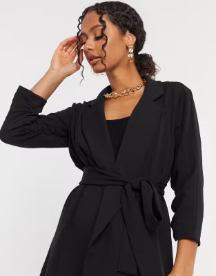 ASOS DESIGN jersey wrap suit blazer in black | ASOS (Global)