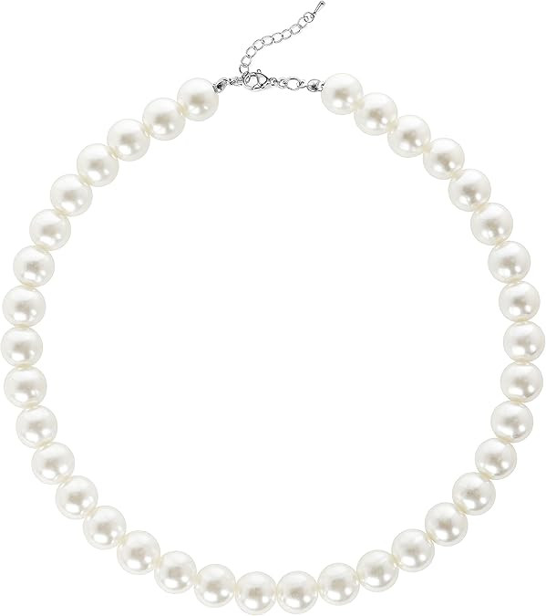 BABEYOND Round Imitation Pearl Necklace Wedding Pearl Necklace for Brides White | Amazon (US)