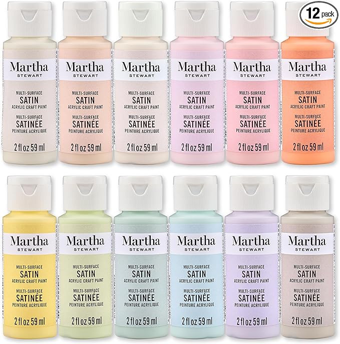 Martha Stewart, Multi-Surface Satin 12 pc Paint Set, Hushed Hues | Amazon (US)