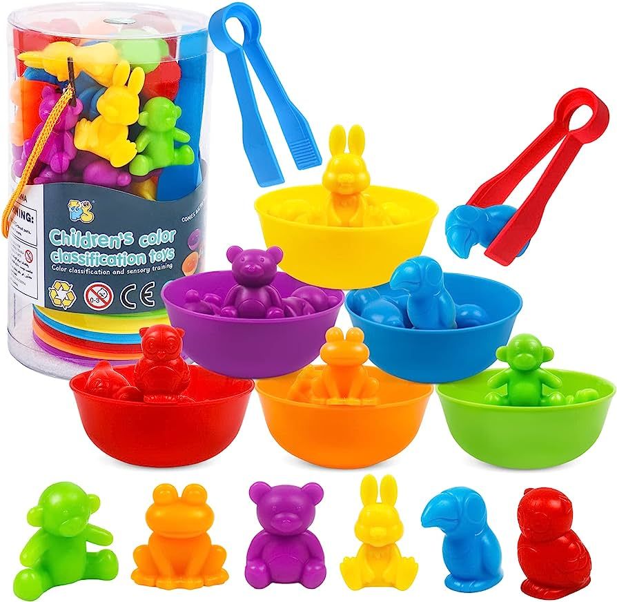 Counting Animal Matching Games Color Sorting Toys with Bowls Preschool Learning Activities for Ma... | Amazon (US)