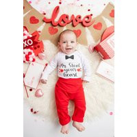 Newborn Valentine's Outfit ""Mr. Steal Your Heart"" Bodysuit, Pants & Beanie | Etsy (US)