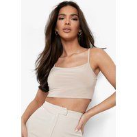 Womens Double Layer Slinky Bralet - Beige - 16, Beige | Boohoo.com (UK & IE)