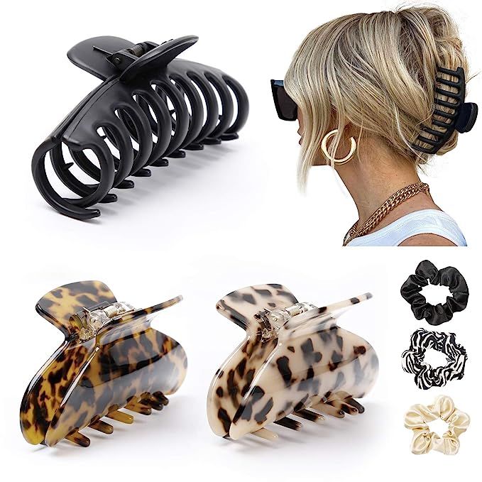 Tobeffect Claw Hair Clips Women Large Fashion Hair Scrunchies Claw Clips for Thick Hair Strong Ho... | Amazon (US)