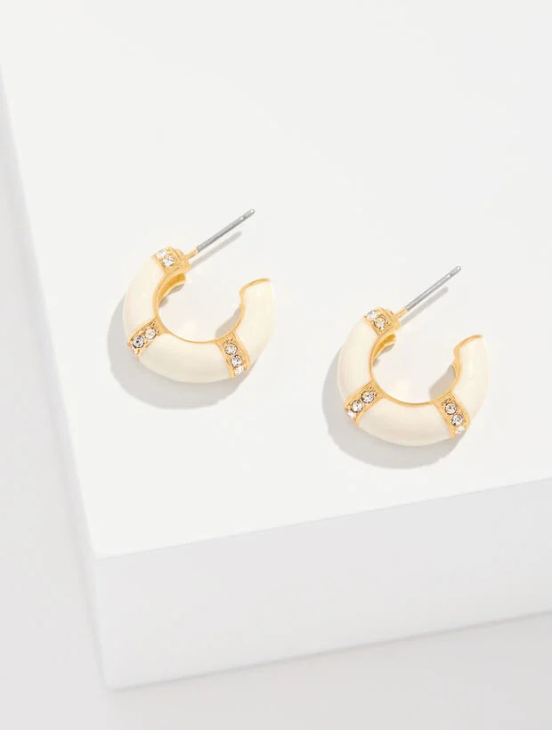 Banded Enamel Hoop Earrings | Talbots