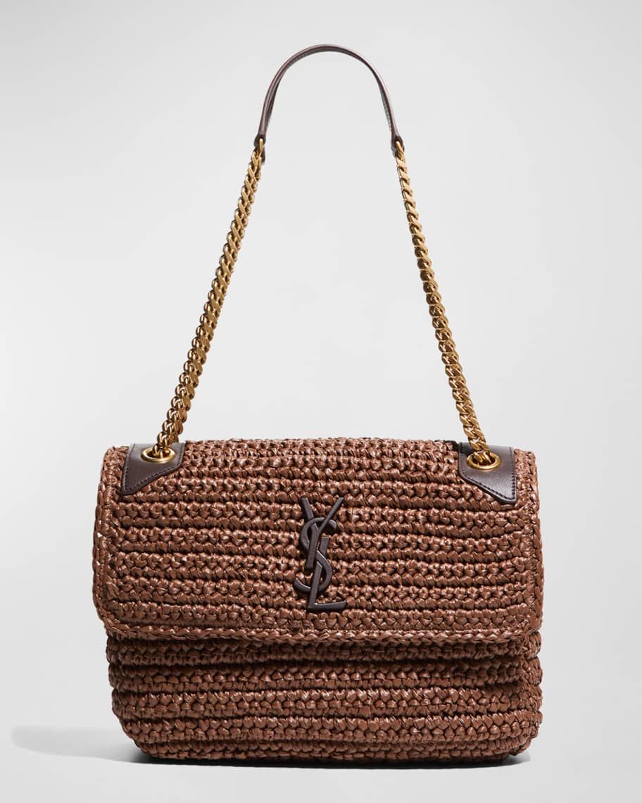 Saint Laurent Niki YSL Monogram Medium Crocheted Shoulder Bag | Neiman Marcus
