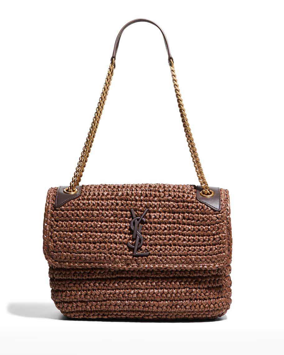 Saint Laurent Niki YSL Monogram Medium Crocheted Shoulder Bag | Neiman Marcus