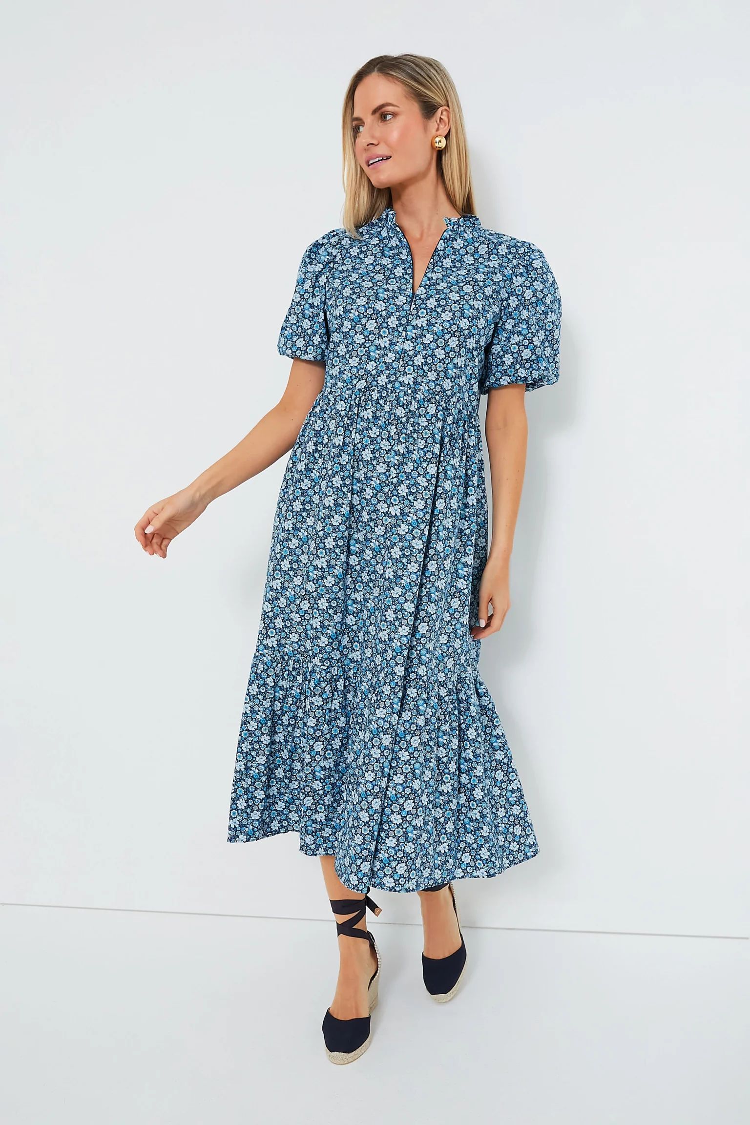 Zip Front Bluebells Floral Midi Dress | Tuckernuck (US)