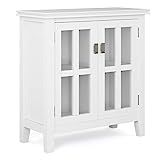 SIMPLIHOME Artisan SOLID WOOD 30 inch Wide Transitional Low Storage Cabinet in White, with 2 Temp... | Amazon (US)