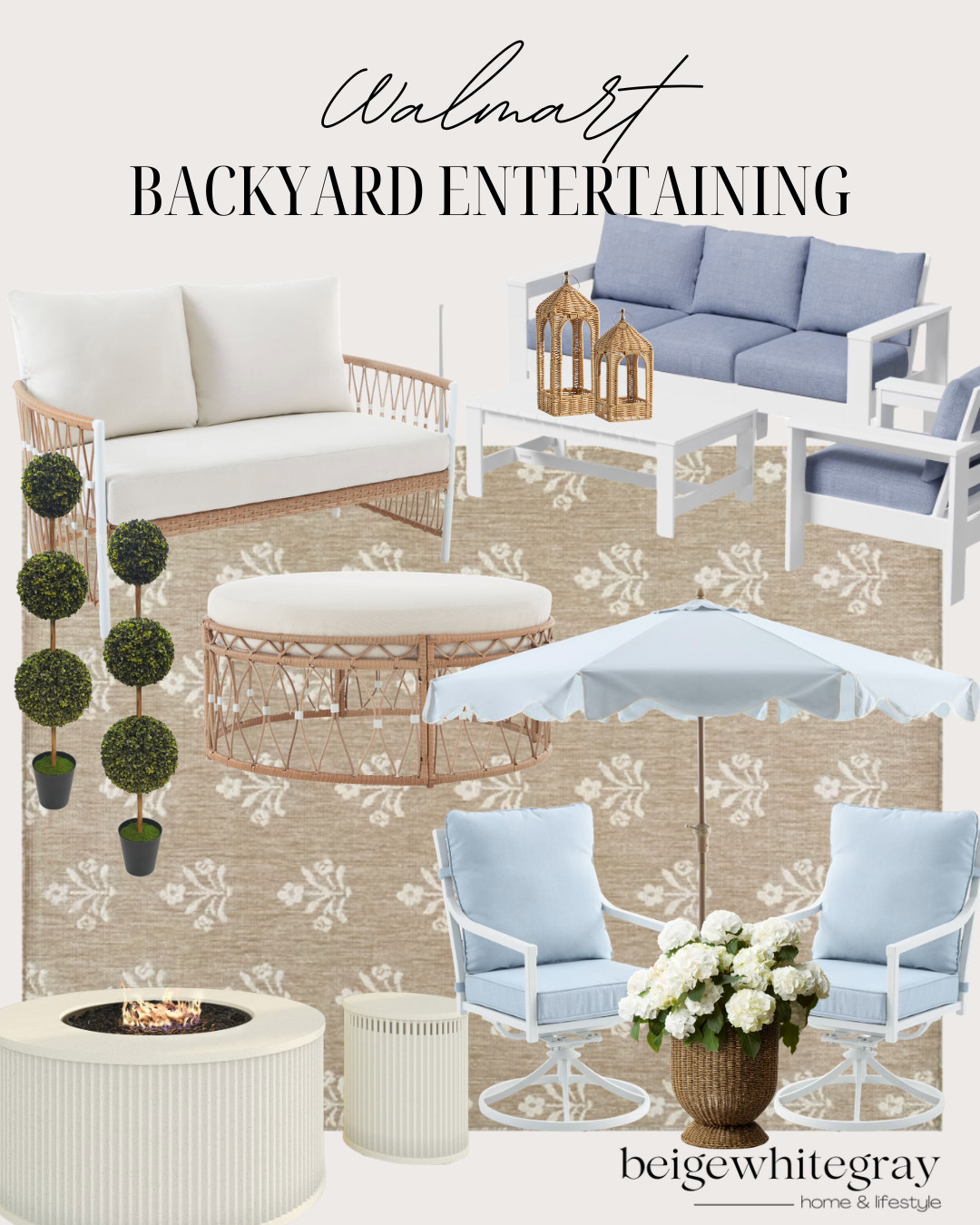 Backyard entertaining ideas, outdoor patio setup inspiration, cozy backyard lounge ideas, outdoor living space decor, neutral outdoor furniture set, wicker patio furniture ideas, outdoor seating arrangement ideas, backyard hosting essentials, affordable patio decor walmart, blue and white outdoor cushions, outdoor coffee table styling, fire pit backyard ideas, neutral outdoor rug styling, summer backyard gathering setup, patio umbrella styling ideas, outdoor lantern decor ideas, casual outdoor entertaining space, budget-friendly backyard makeover, inviting outdoor lounge area, family backyard hangout ideas 

 

#LTKSeasonal #LTKHome
