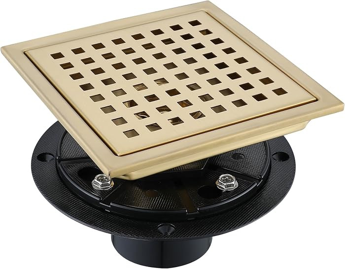 4 Inch Square Shower Floor Drain, Stainless Steel Black Shower Drain Kit with Flange, Floor Drain... | Amazon (US)