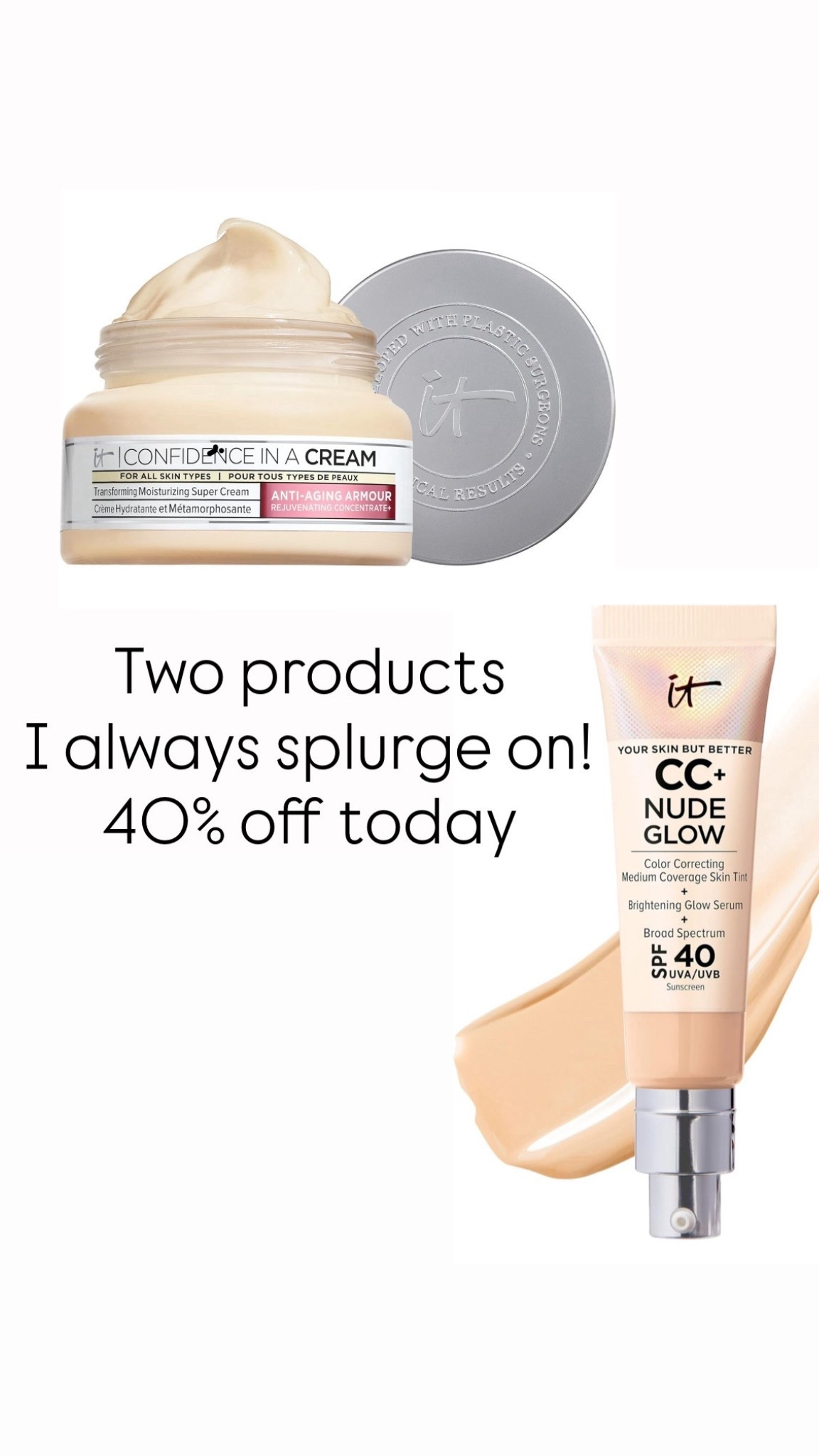 IT Cosmetics products are 40% off for Prime Day! I love their moisturizer and CC cream and have been using them for years. 

#LTKFindsUnder50 #LTKSaleAlert #LTKBeauty