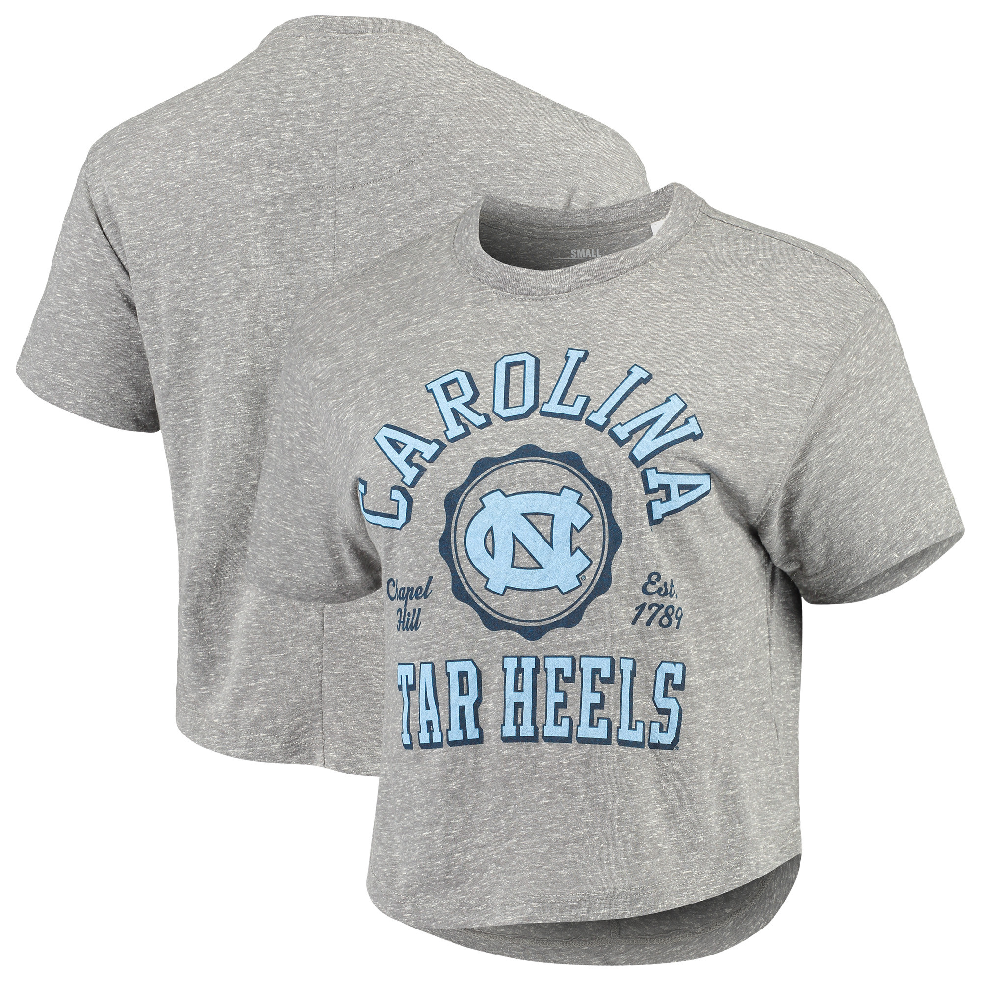 Women's Pressbox Gray North Carolina Tar Heels Tri-Blend Bishop Knobi Crop T-Shirt | Fanatics