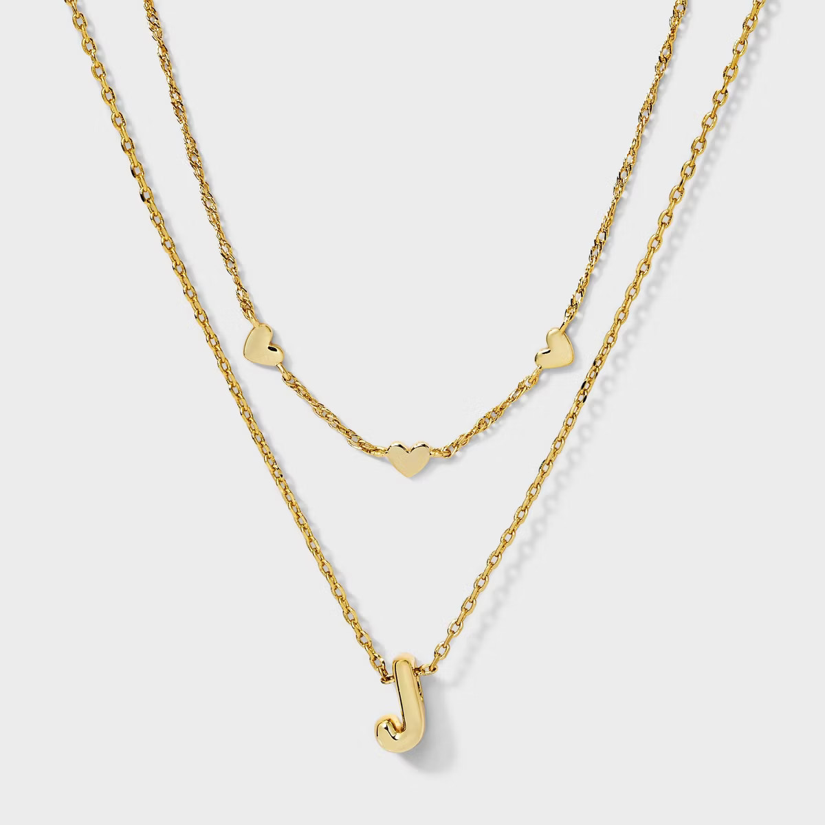 14kt Gold Dipped Layered Hearts Initial Extender - A New Day™ Gold | Target