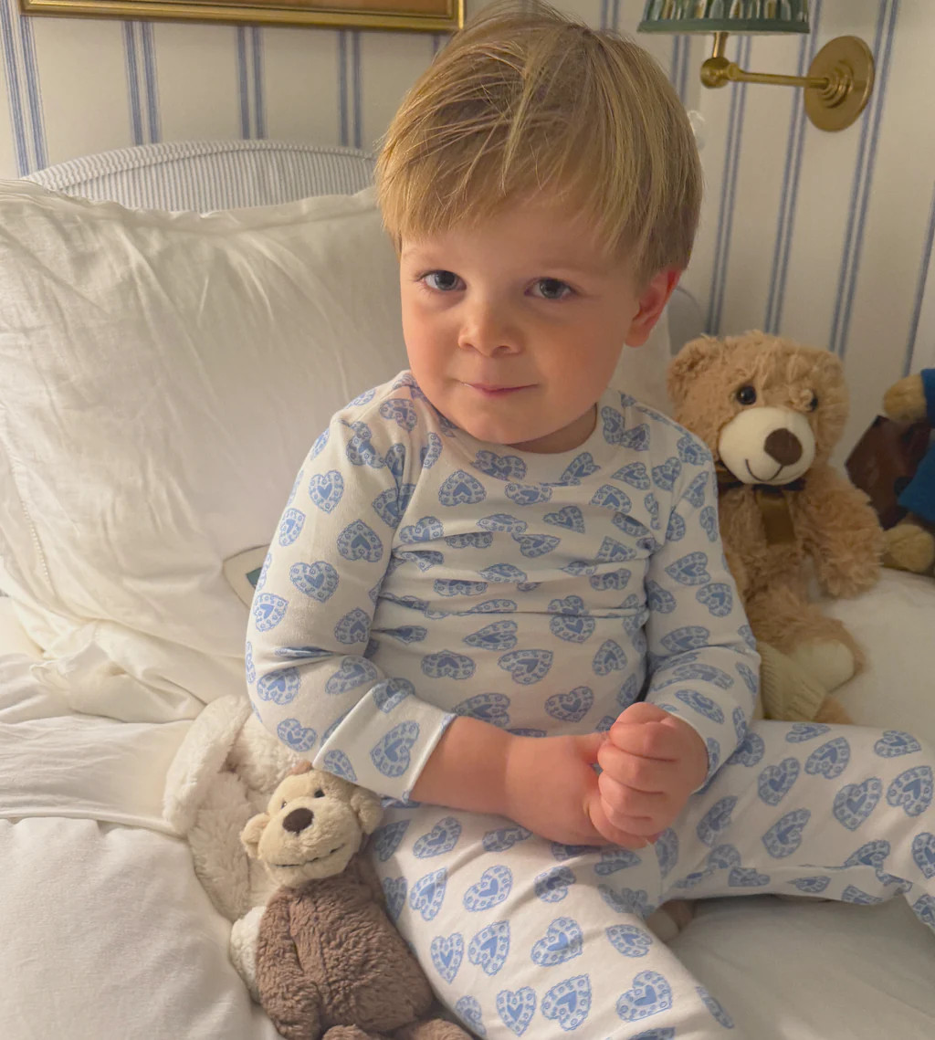 The Baby Sully PJ Set - Blue Doily Heart | Hill House Home US