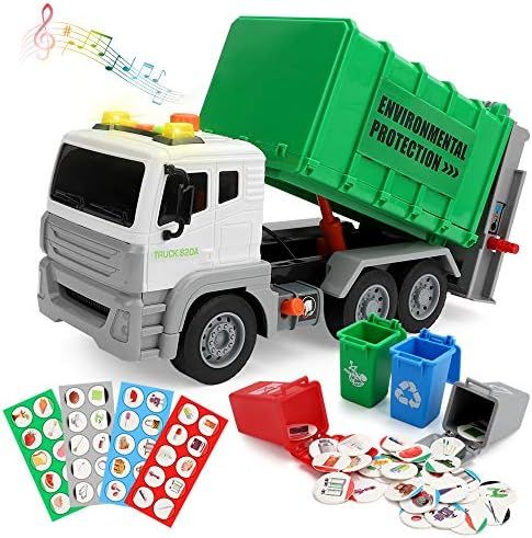 Garbage Truck Toy Friction-Powered Recycling Truck Toy with 4 Rear Loader Trash Cans,Dump Truck T... | Amazon (US)