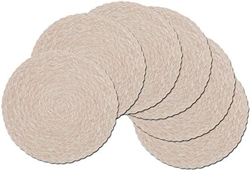 SHACOS Round Braided Placemats 15 inch Set of 6 Thick Washable Kitchen Table Placemats for Home W... | Amazon (US)