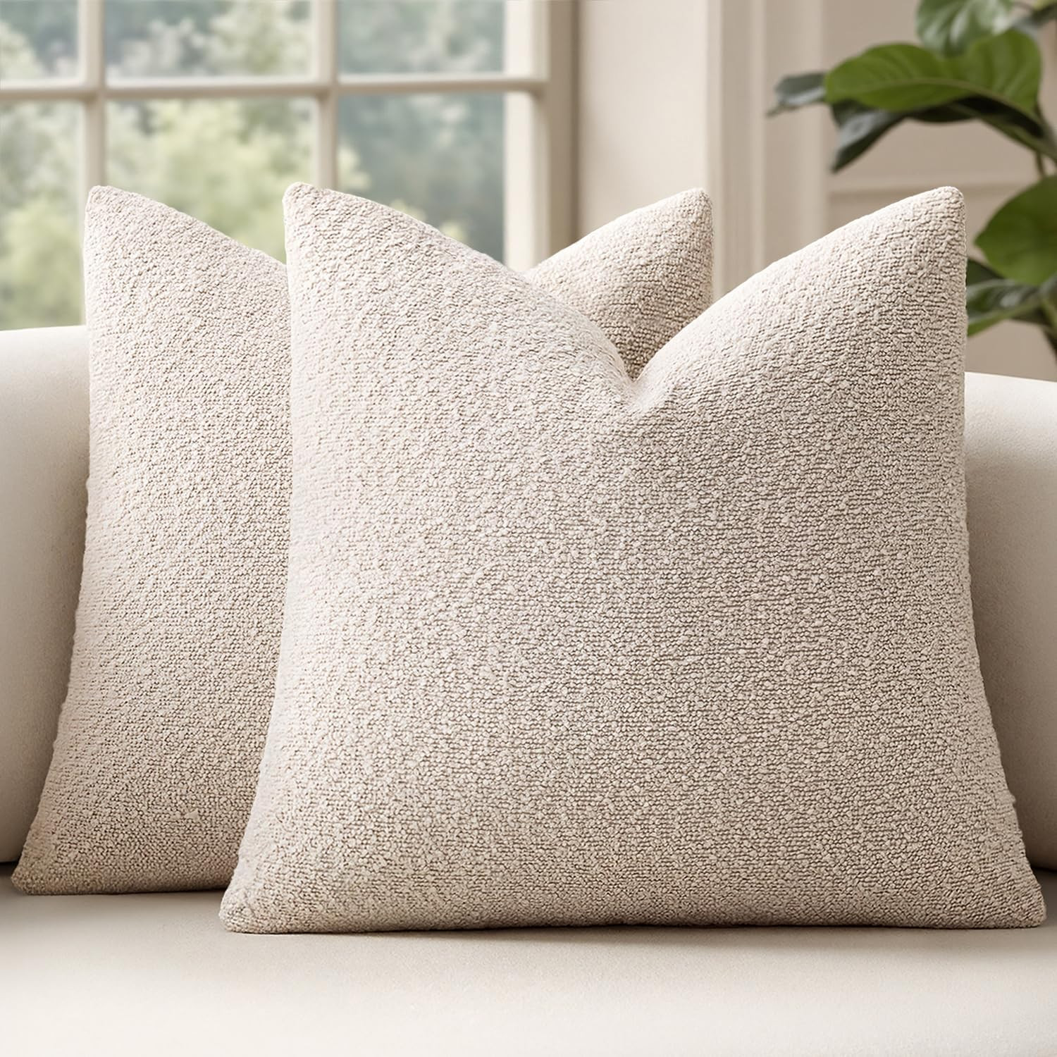MIULEE 20x20 Decorative Boucle Couch Pillow Covers Beige | Amazon (US)