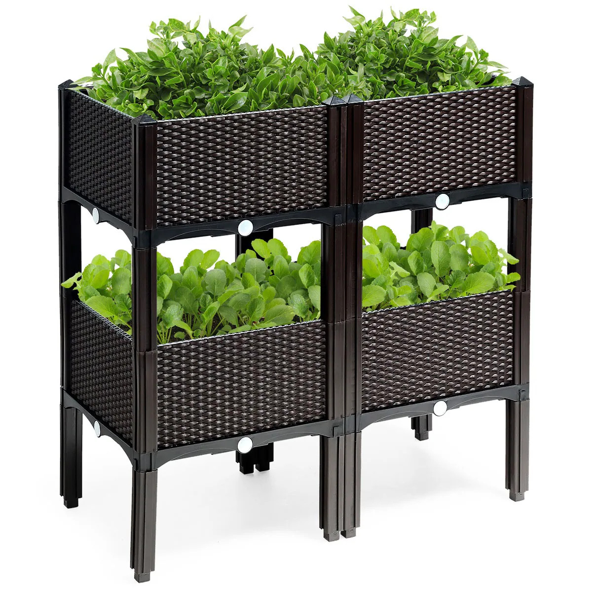 Costway Set of 4 Raised Garden Bed Elevated Flower Vegetable Herb Grow Planter Box Brown one_size | CSHY000733 | Lowe's