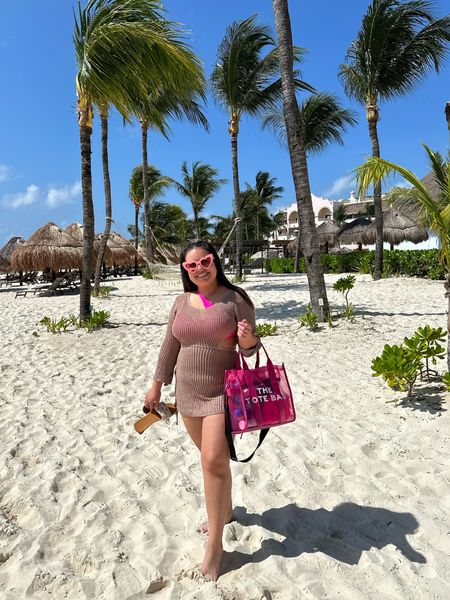What I styled for my outfit at the beach during a Bachelorette 
Beach Look 
Swim Coverup 
Cancun Trip 
Pink Bikini 
Amazon style 
The Tote Bag 

#LTKtravel #LTKswim #LTKitbag